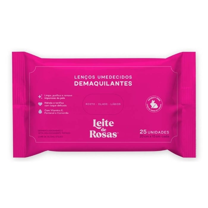 Lenço Demaquilante Leite de Rosas