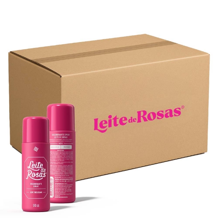 Caixa Desodorante Spray Leite de Rosas com 12 Un