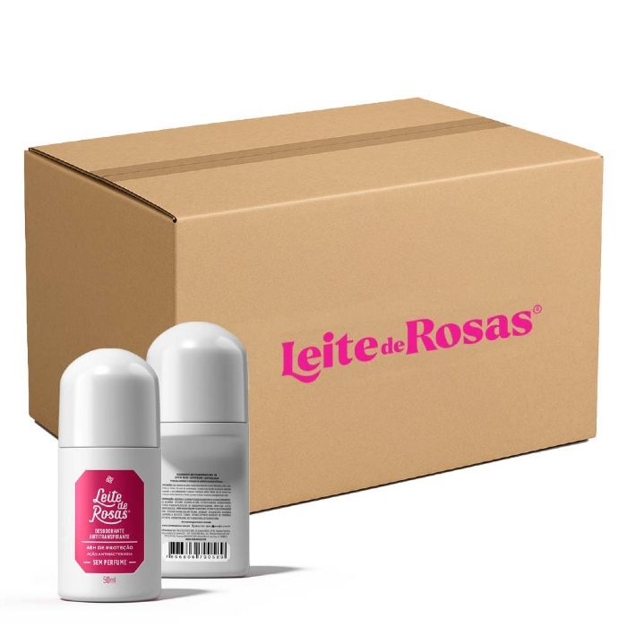 Caixa Roll On Sem Perfume Leite de Rosas com 12 Un