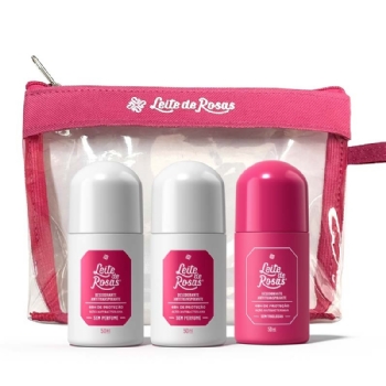 Kit Roll On Com e Sem Perfume Leite de Rosas