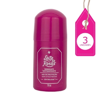 Kit Leite de Rosas Roll On com 3 Un