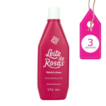 Kit Leite de Rosas Tradicional 170ML com 3un