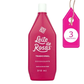 Kit Leite de Rosas Tradicional 310ML com 3un