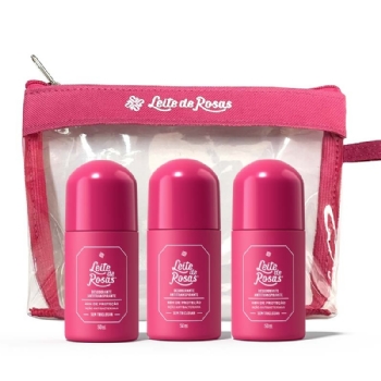 Kit Roll On Com Perfume Leite de Rosas